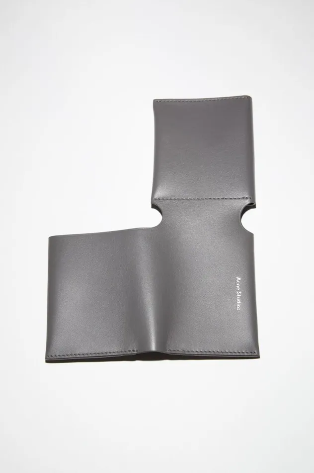 Acne Studios Leather Trifold Wallet Dark Grey Women Small Leather Goods