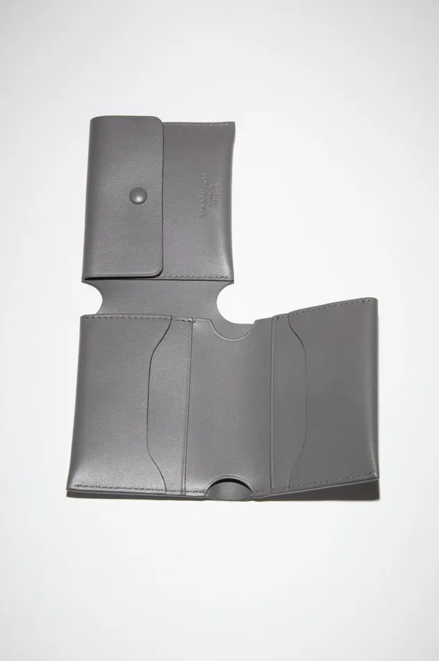 Acne Studios Leather Trifold Wallet Dark Grey Women Small Leather Goods