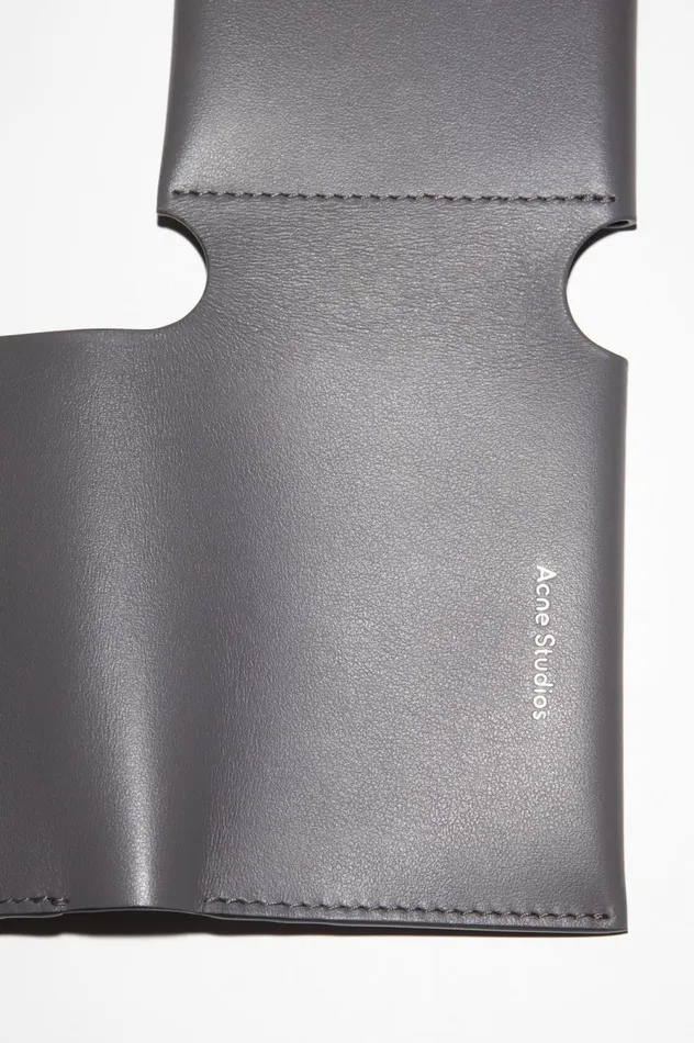 Acne Studios Leather Trifold Wallet Dark Grey Women Small Leather Goods