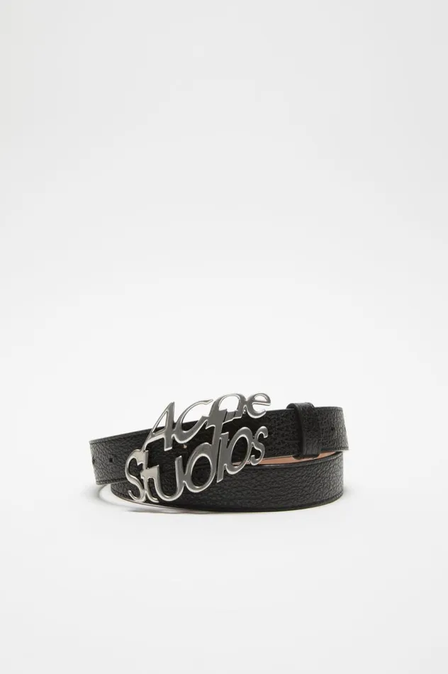 Acne Studios Logo Buckle Belt Black Women Belts