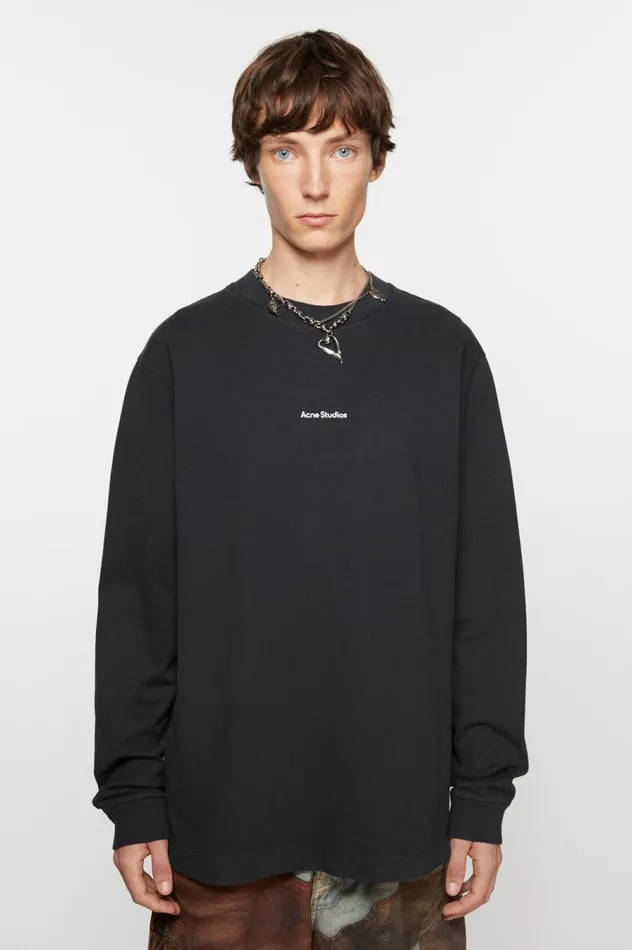Acne Studios Logo Long Sleeve Tshirt Black Men Tshirts