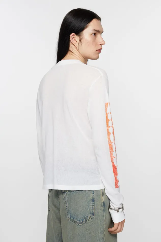 Acne Studios Logo Long Sleeve Tshirt Optic White Men Tshirts