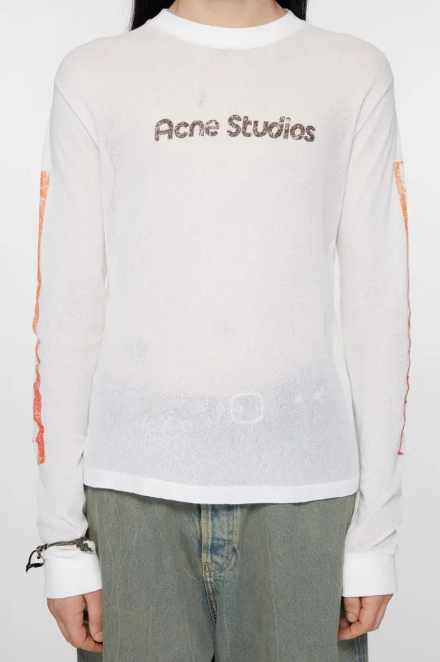 Acne Studios Logo Long Sleeve Tshirt Optic White Men Tshirts