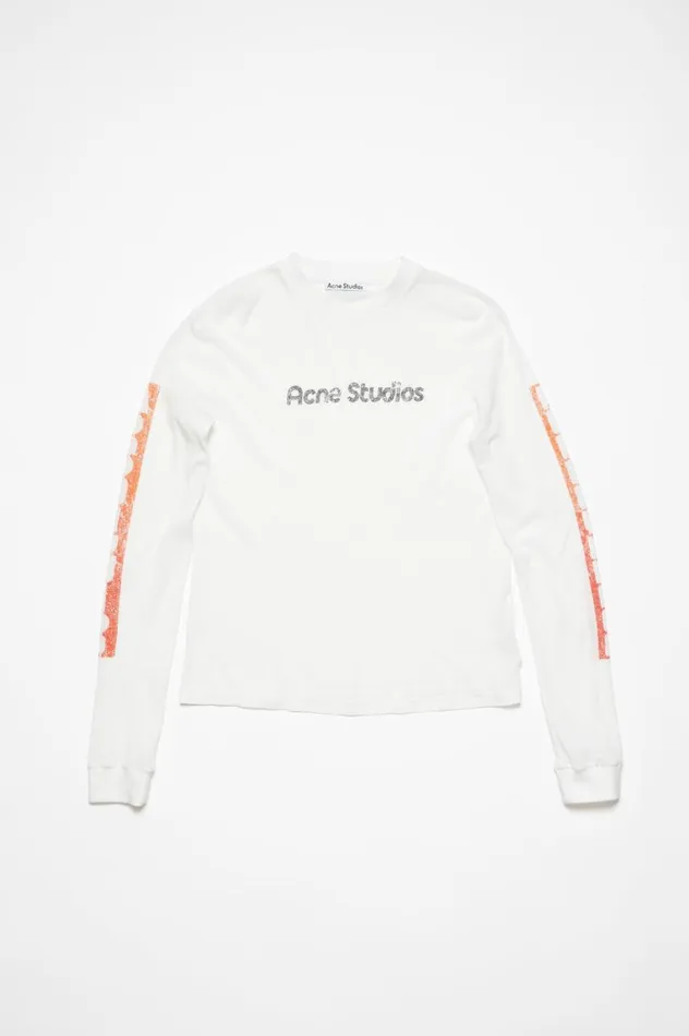 Acne Studios Logo Long Sleeve Tshirt Optic White Men Tshirts