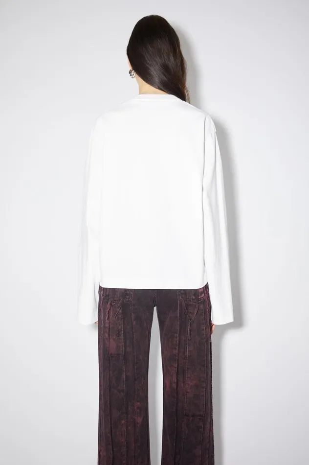 Acne Studios Logo Long Sleeve Tshirt Optic White Women Tshirts