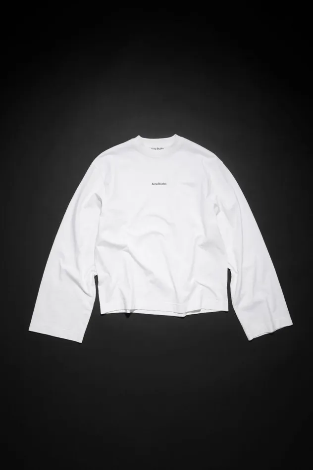 Acne Studios Logo Long Sleeve Tshirt Optic White Women Tshirts