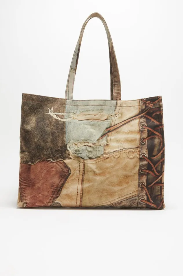 Acne Studios Logo Shoulder Tote Bag Denim Blue Men Bags