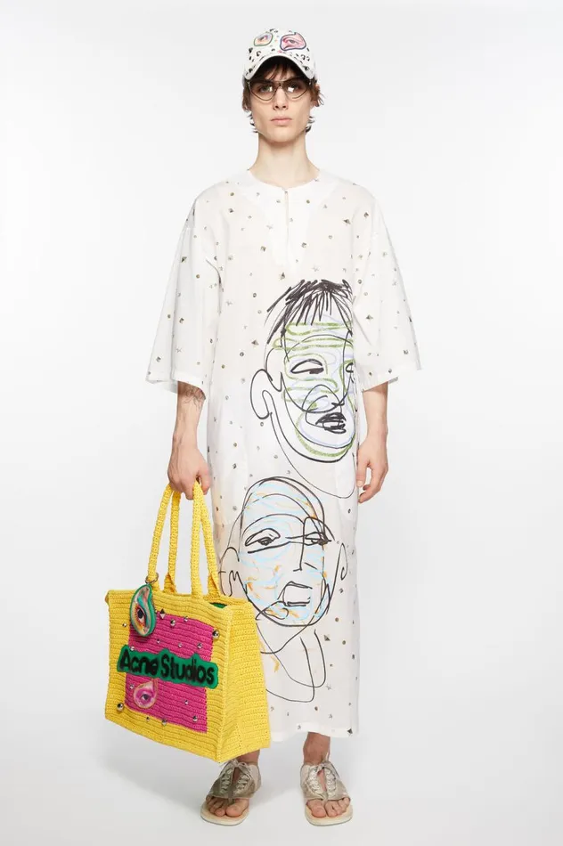 Acne Studios Logo Stud Tote Bag Pinkyellow Men Bags