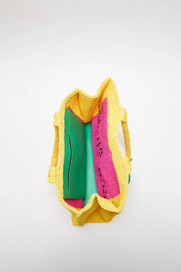 Acne Studios Logo Stud Tote Bag Pinkyellow Men Bags