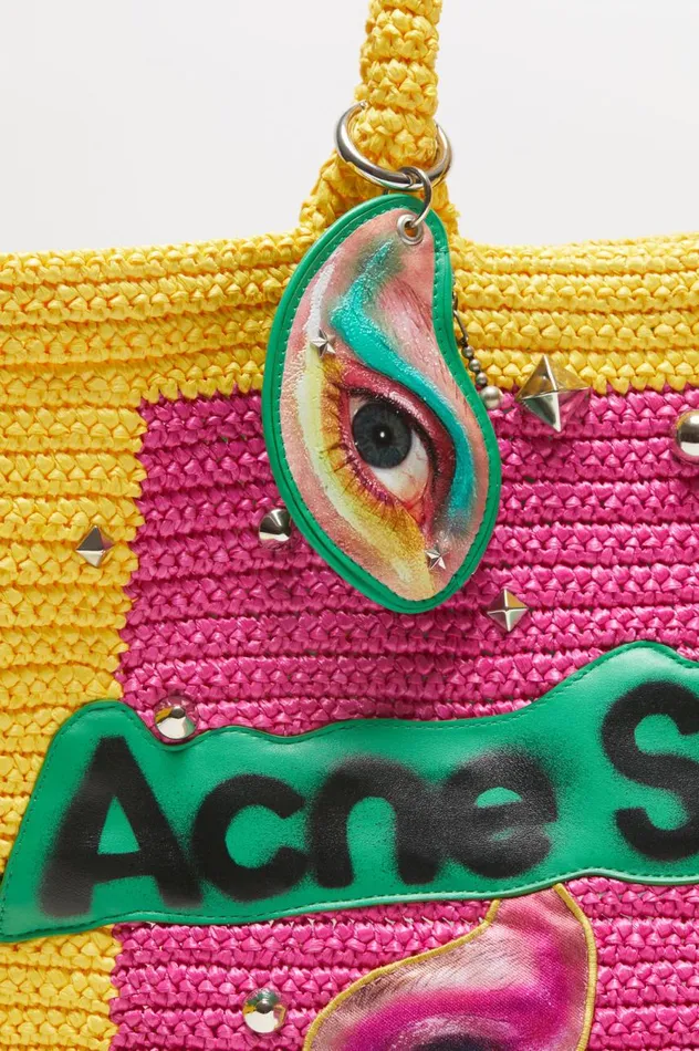 Acne Studios Logo Stud Tote Bag Pinkyellow Men Bags