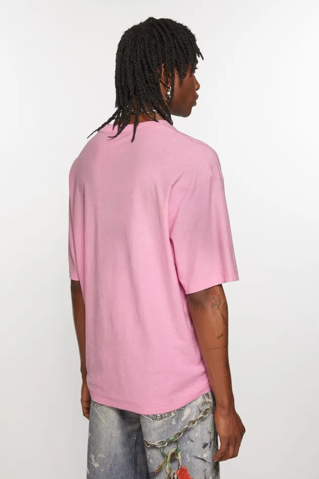 Acne Studios Logo Tshirt 8211 Relaxed Fit Cotton Candy Pink Men Tshirts