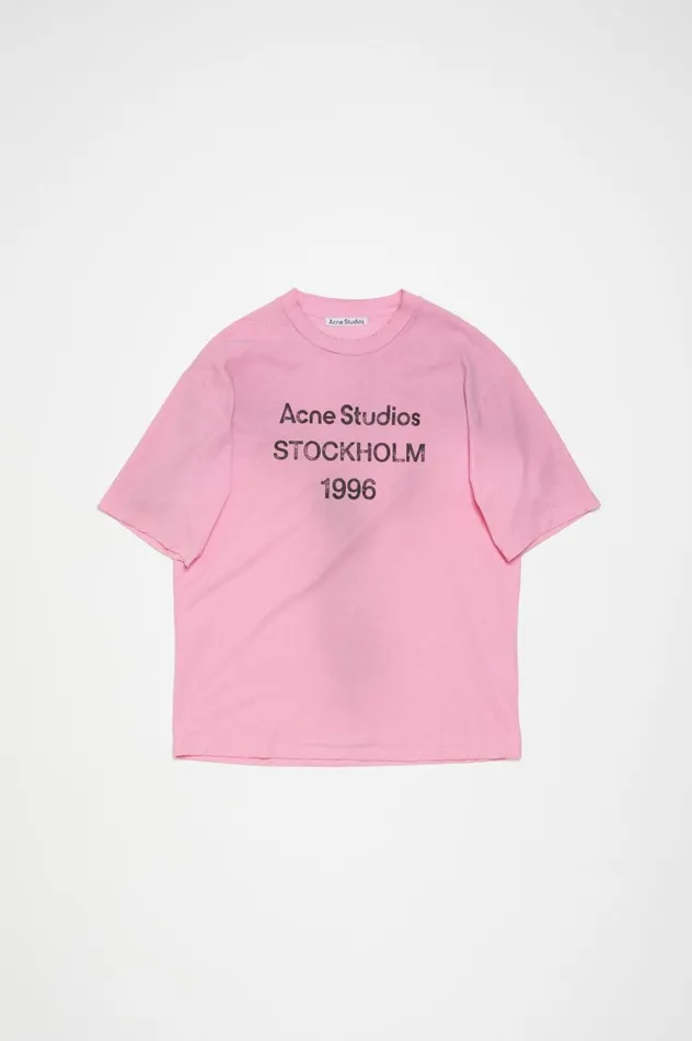 Acne Studios Logo Tshirt 8211 Relaxed Fit Cotton Candy Pink Men Tshirts