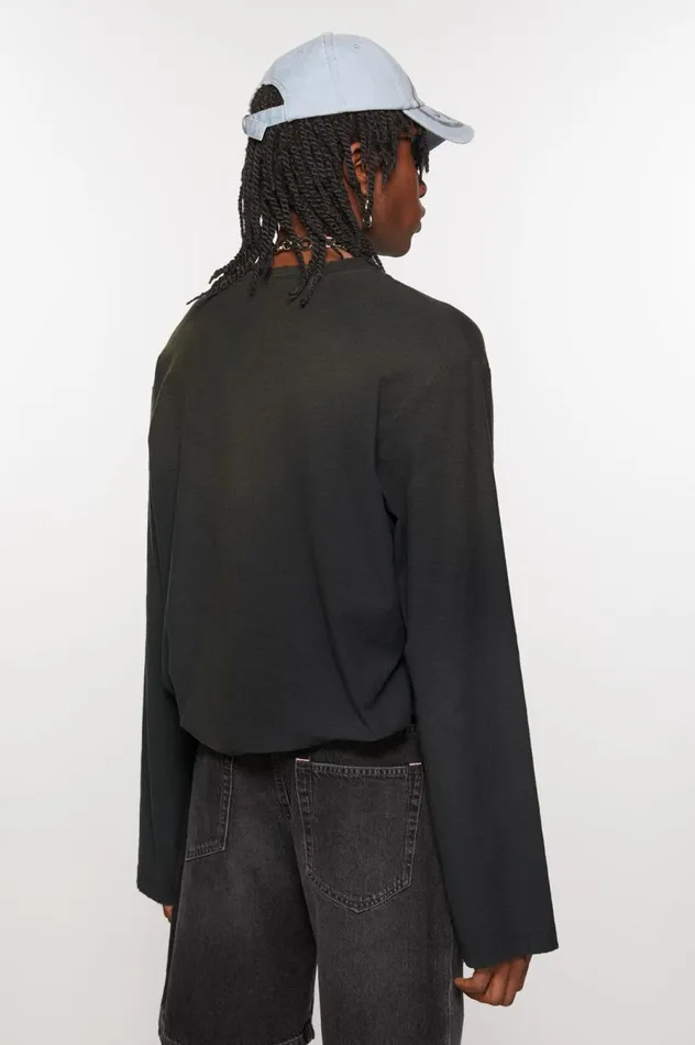 Acne Studios Logo Tshirt 8211 Relaxed Fit Faded Black Men Tshirts