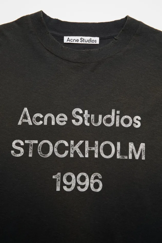 Acne Studios Logo Tshirt 8211 Relaxed Fit Faded Black Men Tshirts