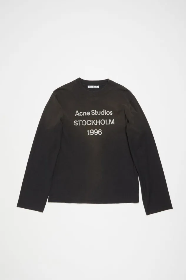 Acne Studios Logo Tshirt 8211 Relaxed Fit Faded Black Men Tshirts