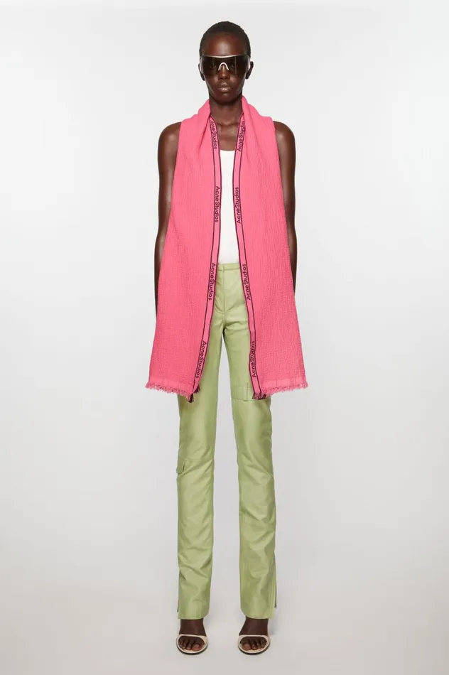 Acne Studios Logo Tape Scarf Pink Men Scarves