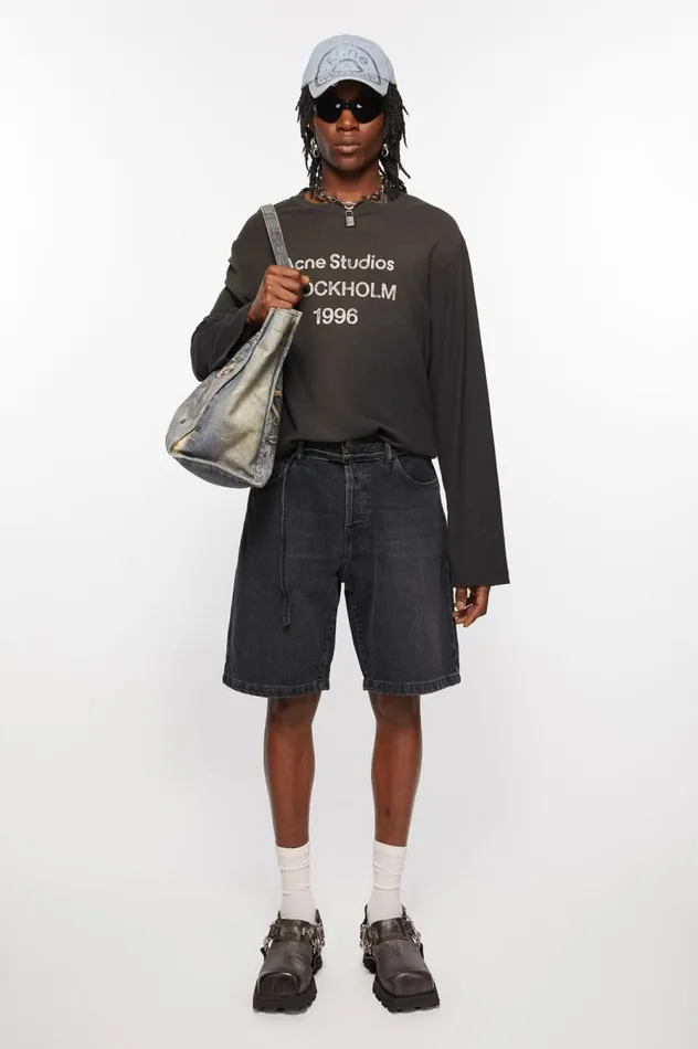 Acne Studios Loose Fit Denim Shorts Black Women Shorts