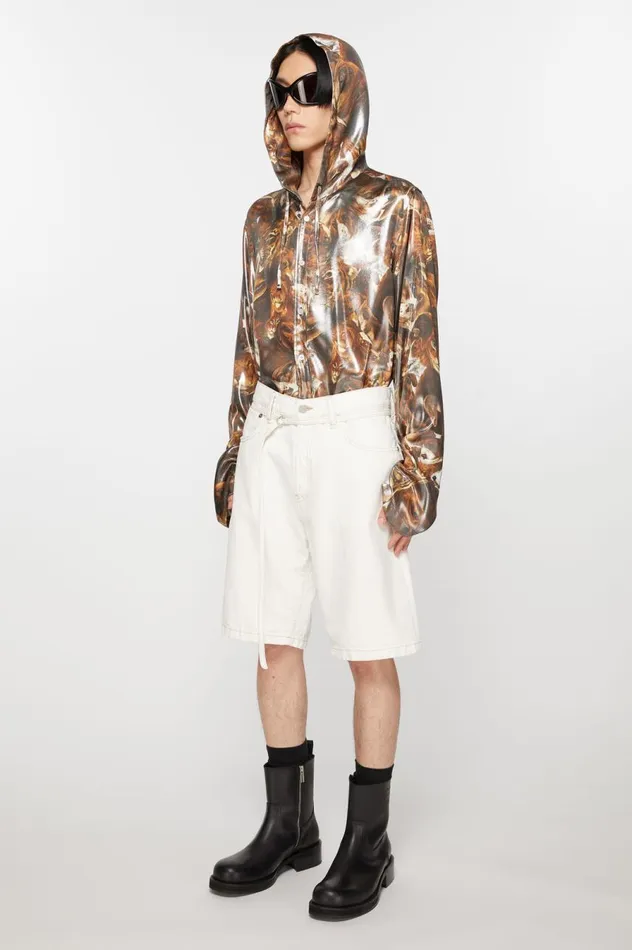 Acne Studios Loose Fit Denim Shorts Off White Men Shorts