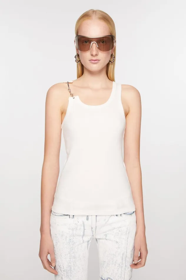 Acne Studios Metal Clip Tank Top White Women Tshirts
