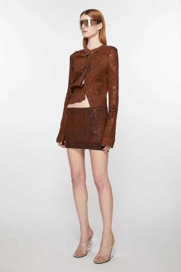 Acne Studios Mini Woven Skirt Rust Brown Women Skirts
