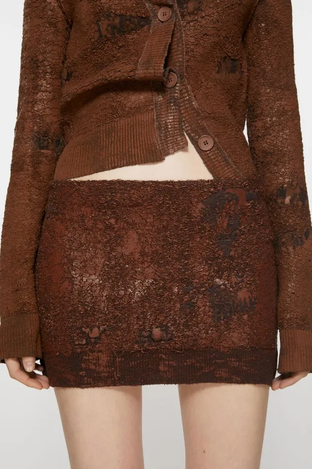 Acne Studios Mini Woven Skirt Rust Brown Women Skirts