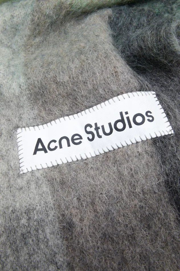 Acne Studios Mohair Checked Scarf Greengreyblack Men Scarves