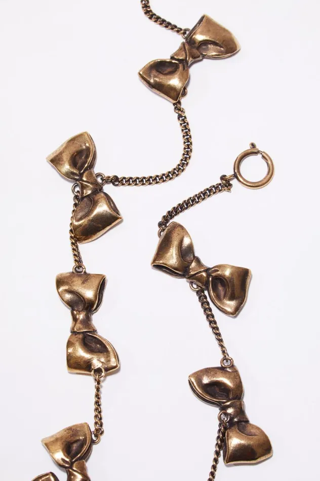 Acne Studios Multi Bow Necklace Antique Gold Men Jewellery