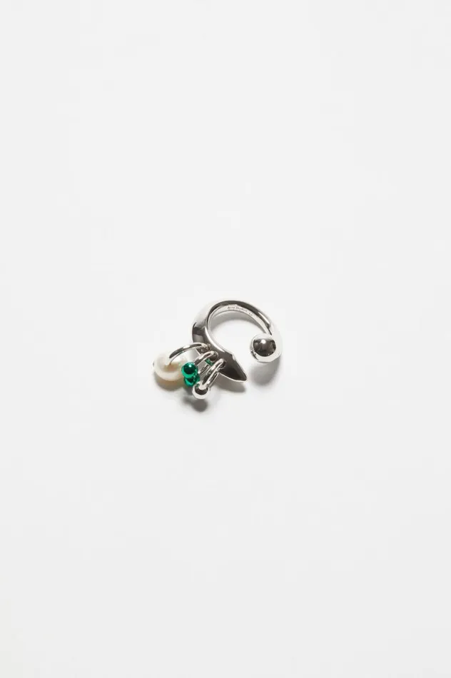 Acne Studios Multi Charm Ring Silvergreen Men Jewellery