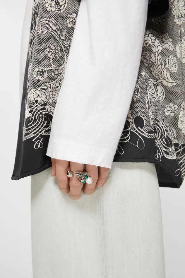 Acne Studios Multi Charm Ring Silvergreen Men Jewellery