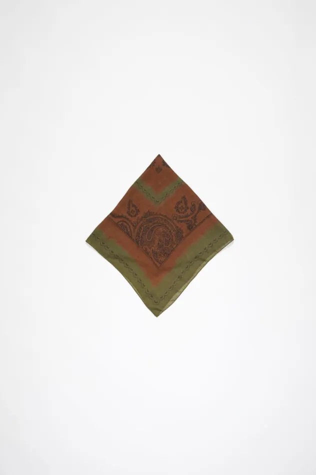 Acne Studios Print Light Wool Scarf Khaki Greenrust Orange Men Scarves