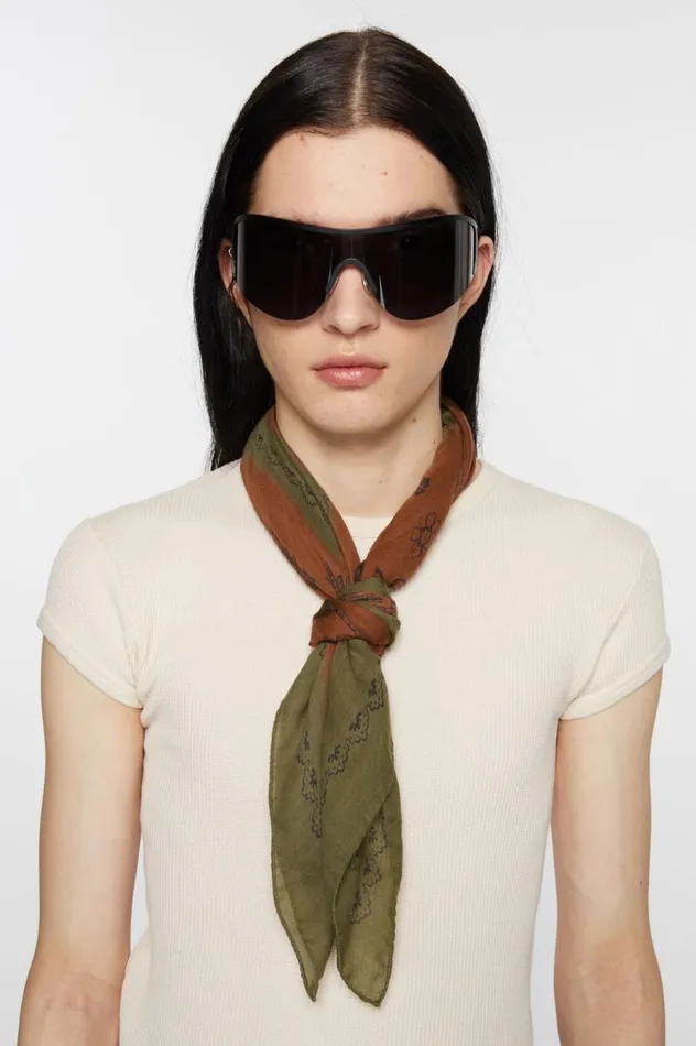 Acne Studios Print Light Wool Scarf Khaki Greenrust Orange Men Scarves