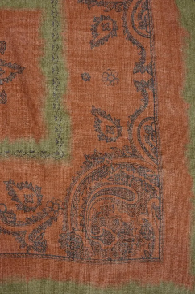 Acne Studios Print Light Wool Scarf Khaki Greenrust Orange Men Scarves