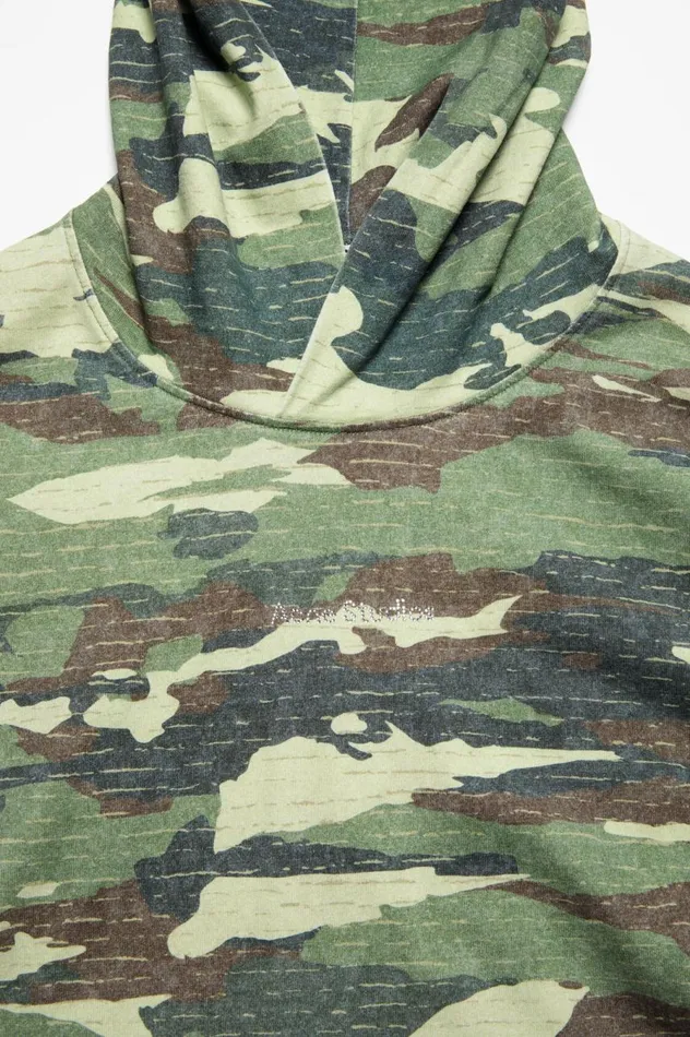 Acne Studios Print Logo Hoodie Khaki Green Men Sweatshirts
