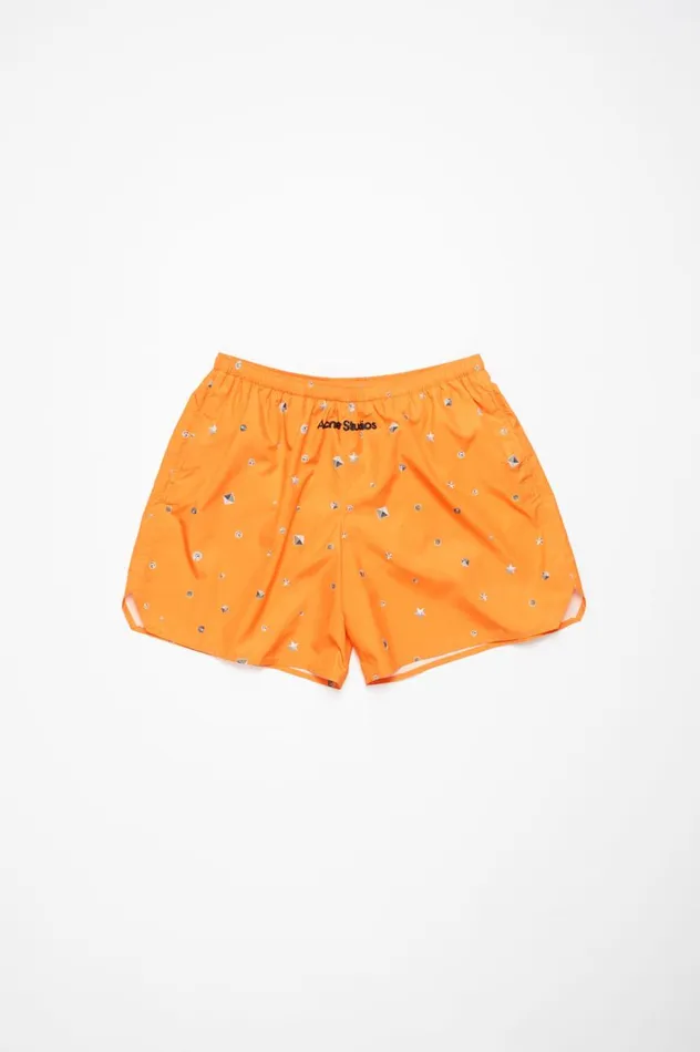 Acne Studios Printed Swim Shorts Bright Orange Men Shorts