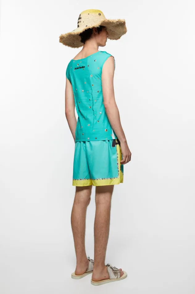Acne Studios Printed Swim Shorts Emerald Green Men Shorts