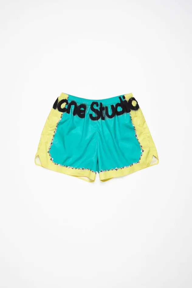Acne Studios Printed Swim Shorts Emerald Green Men Shorts