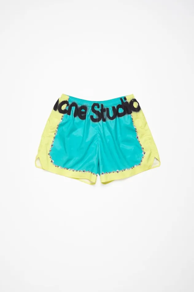 Acne Studios Printed Swim Shorts Emerald Green Men Shorts