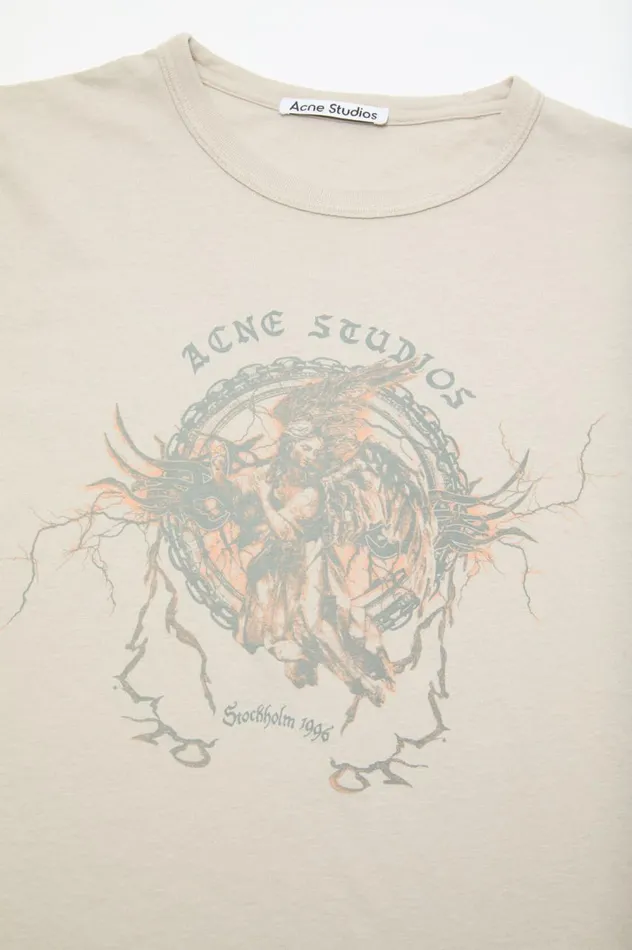 Acne Studios Printed Tshirt 8211 Fitted Fit Faded Grey Women Tshirts