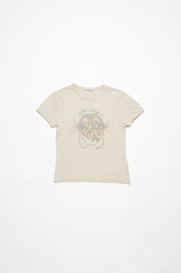 Acne Studios Printed Tshirt 8211 Fitted Fit Faded Grey Women Tshirts
