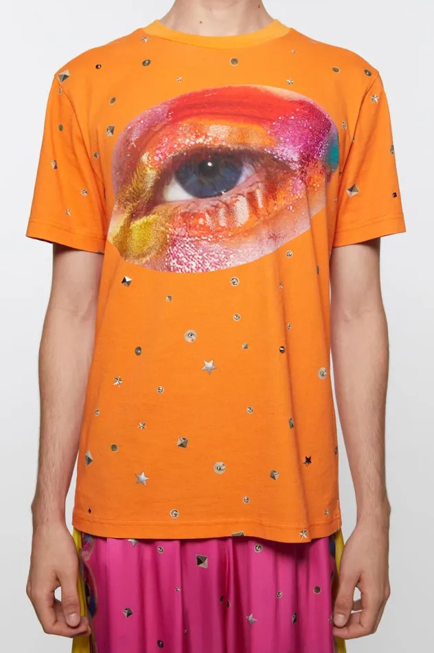 Acne Studios Printed Tshirt Bright Orange Men Tshirts