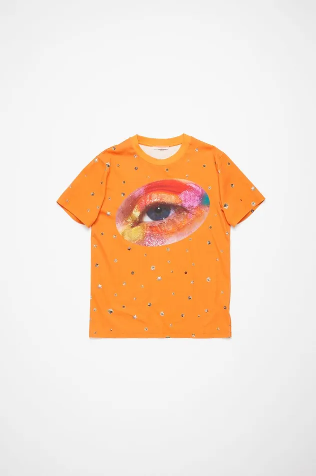 Acne Studios Printed Tshirt Bright Orange Men Tshirts