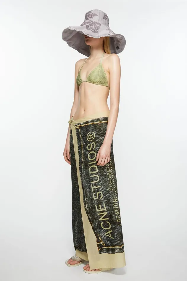 Acne Studios Printed Twopiece Swimwear Sage Green Women Shorts