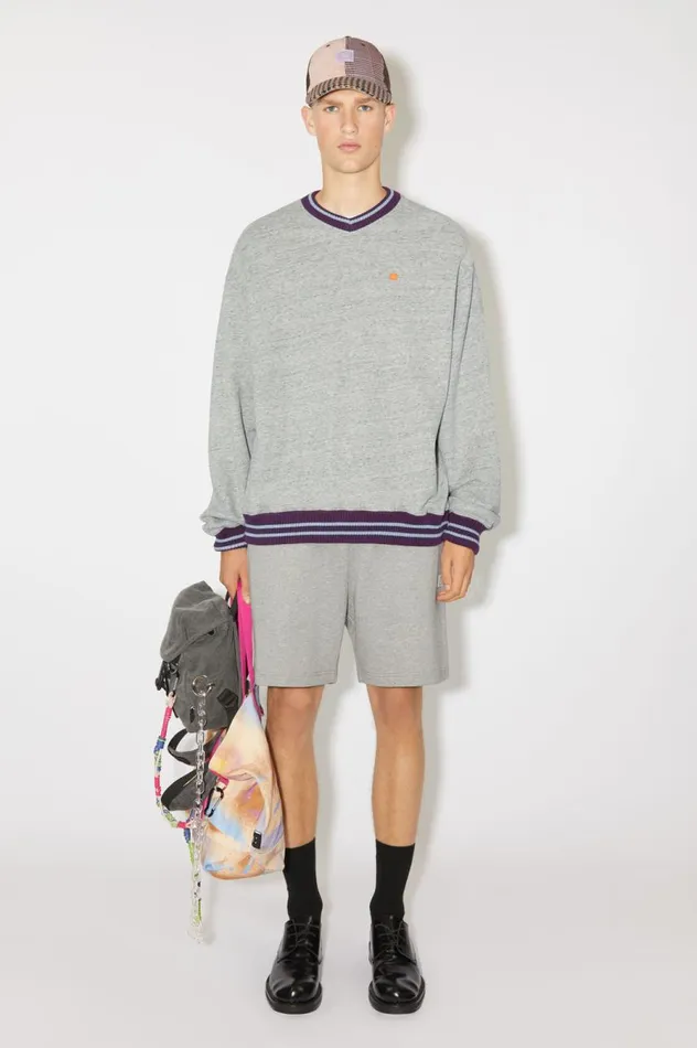 Acne Studios Relaxed Fit Jumper Marble Grey Melange Men Sweatshirts