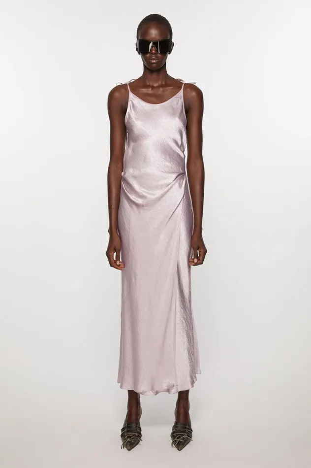 Acne Studios Satin Dress Light Lilac Purple Women Dresses