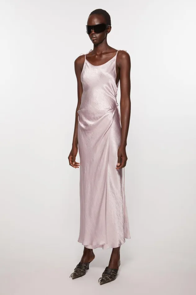 Acne Studios Satin Dress Light Lilac Purple Women Dresses