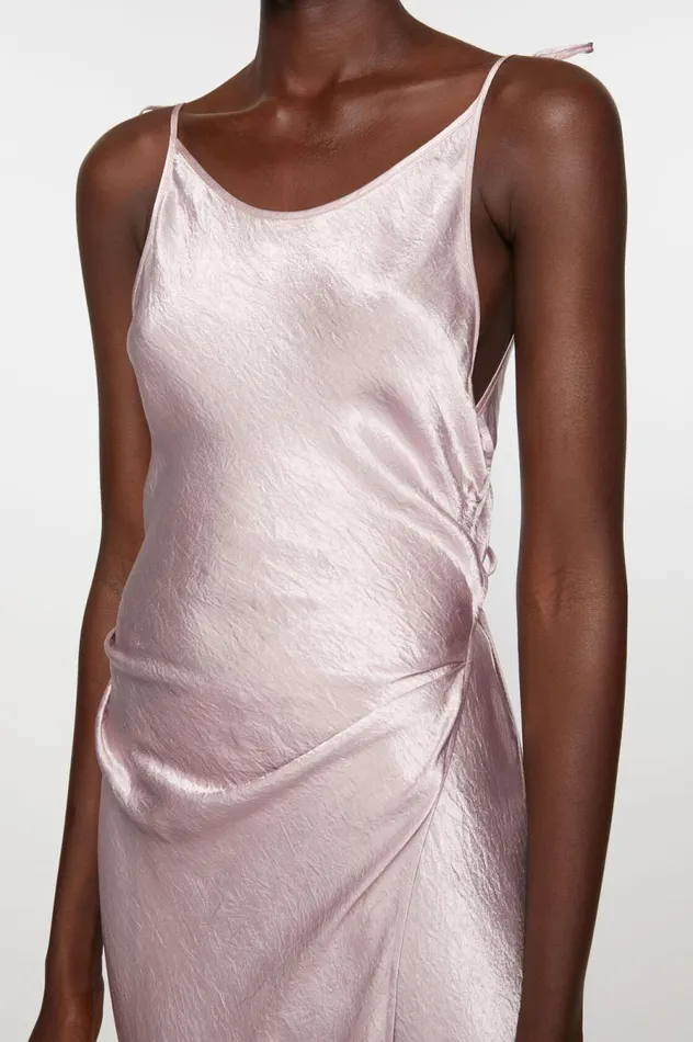 Acne Studios Satin Dress Light Lilac Purple Women Dresses