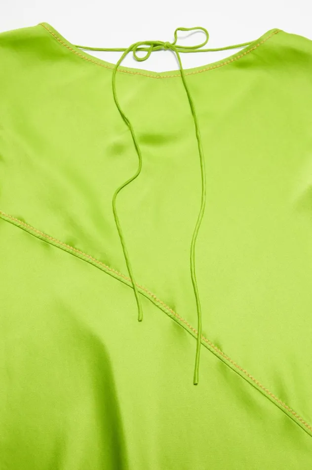 Acne Studios Satin Long Dress Bright Green Women Dresses