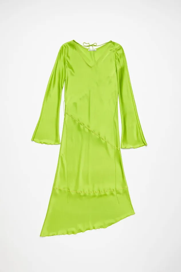 Acne Studios Satin Long Dress Bright Green Women Dresses