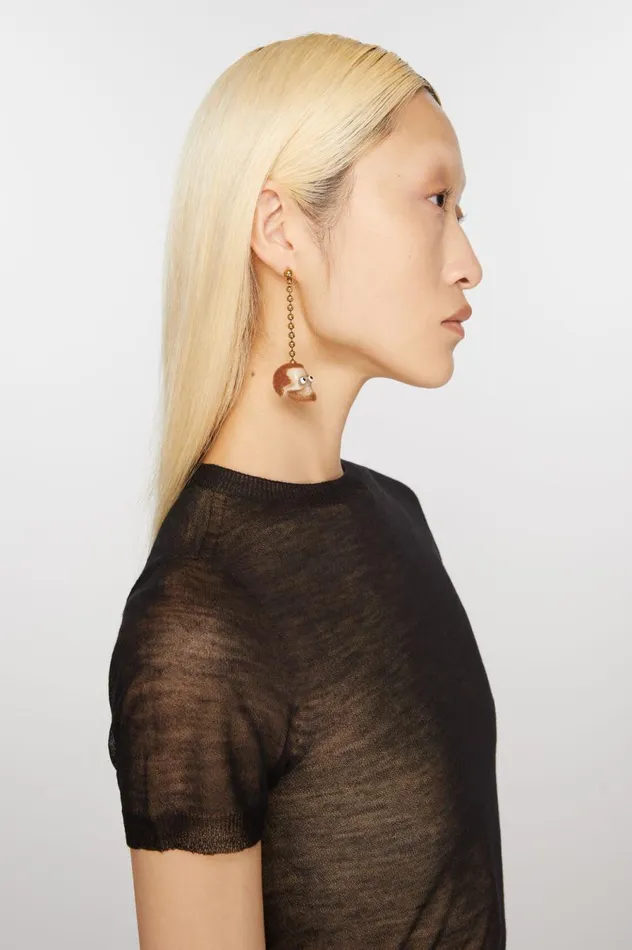 Acne Studios Skull Pendant Earring Antique Goldbrown Men Jewellery