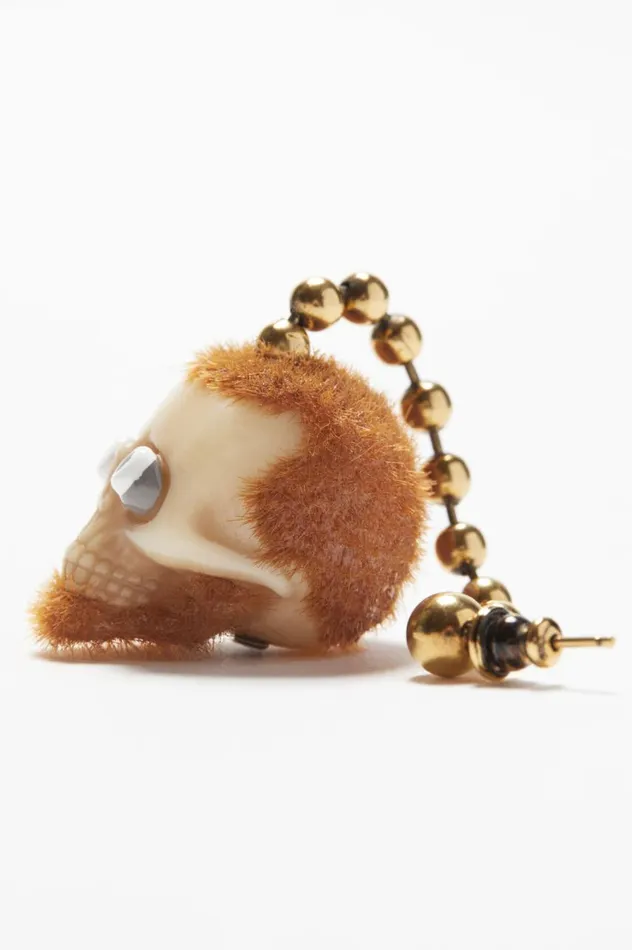 Acne Studios Skull Pendant Earring Antique Goldbrown Men Jewellery
